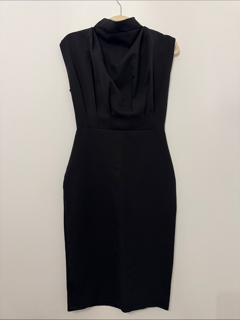 Trendyol Black Draped Neck Midi Dress